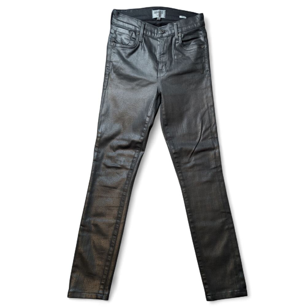 AGOLDE Sophie Leatherette High Rise Skinny Ankle Jeans Womens 26 Black Cigarette
